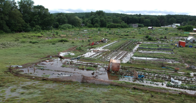 Photp of flooded fields at Grow Food Northampton